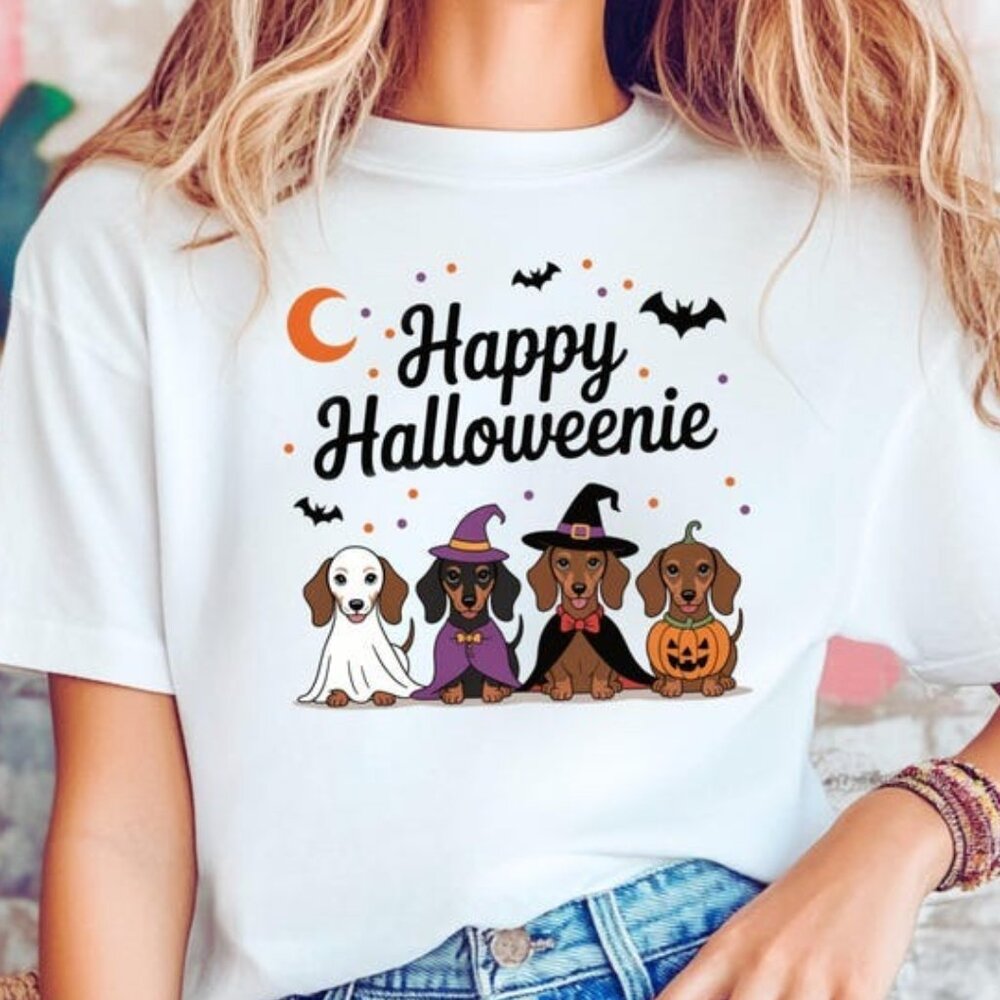 Happy Halloweenie Dachshund Dog Tee